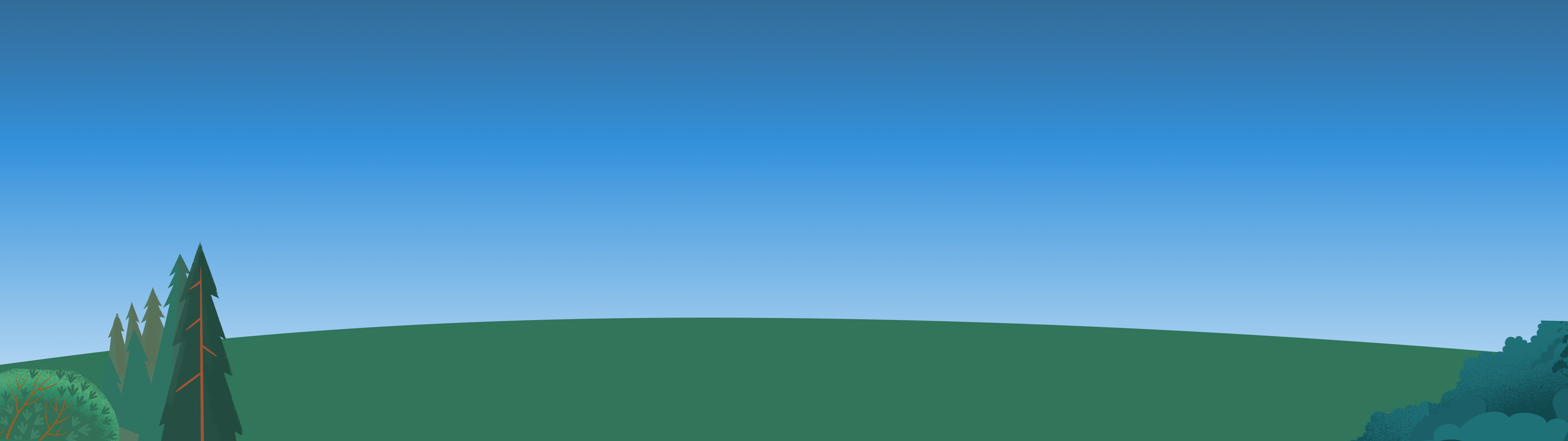 Landscape illustration with trees and hills